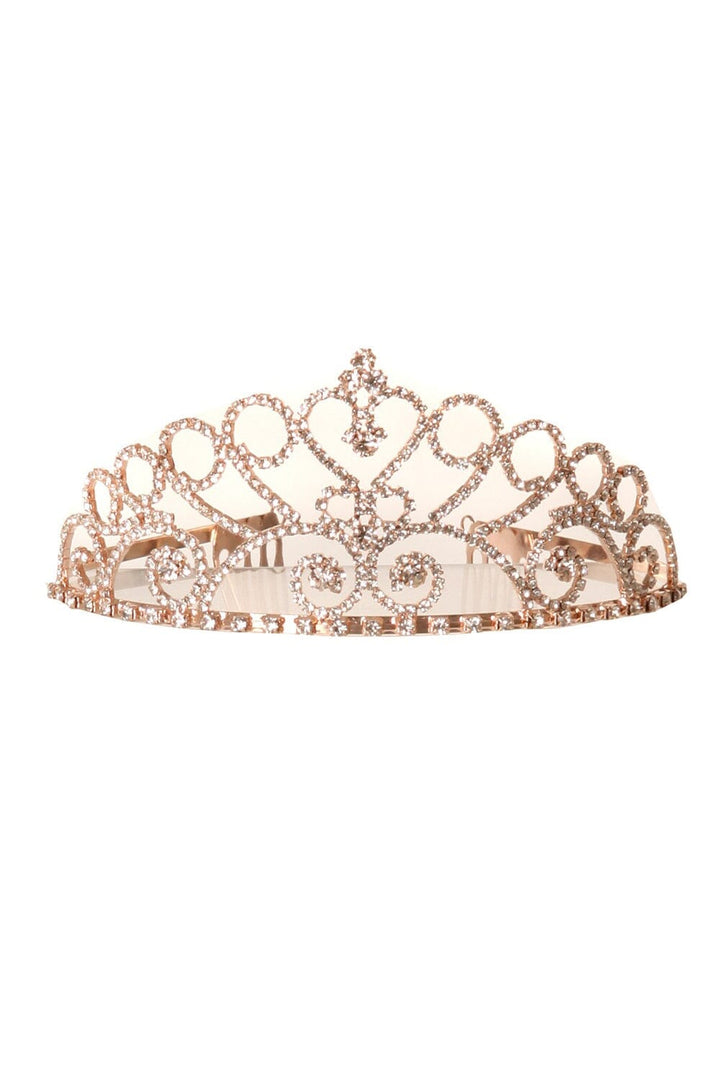 Girls Clear Rhinestone Heart Tiara with Comb