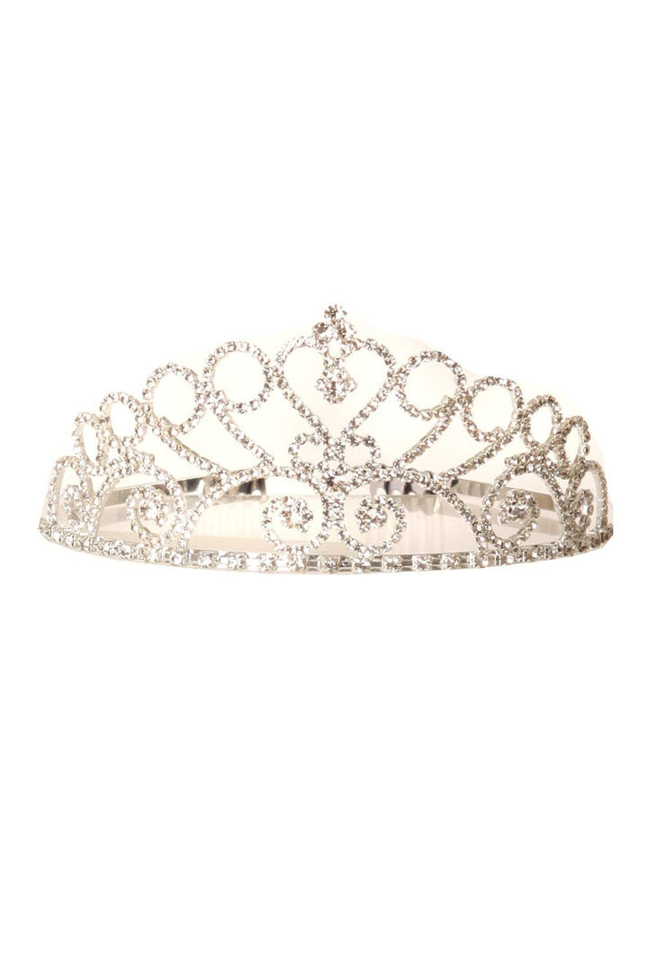 Girls Clear Rhinestone Heart Tiara with Comb
