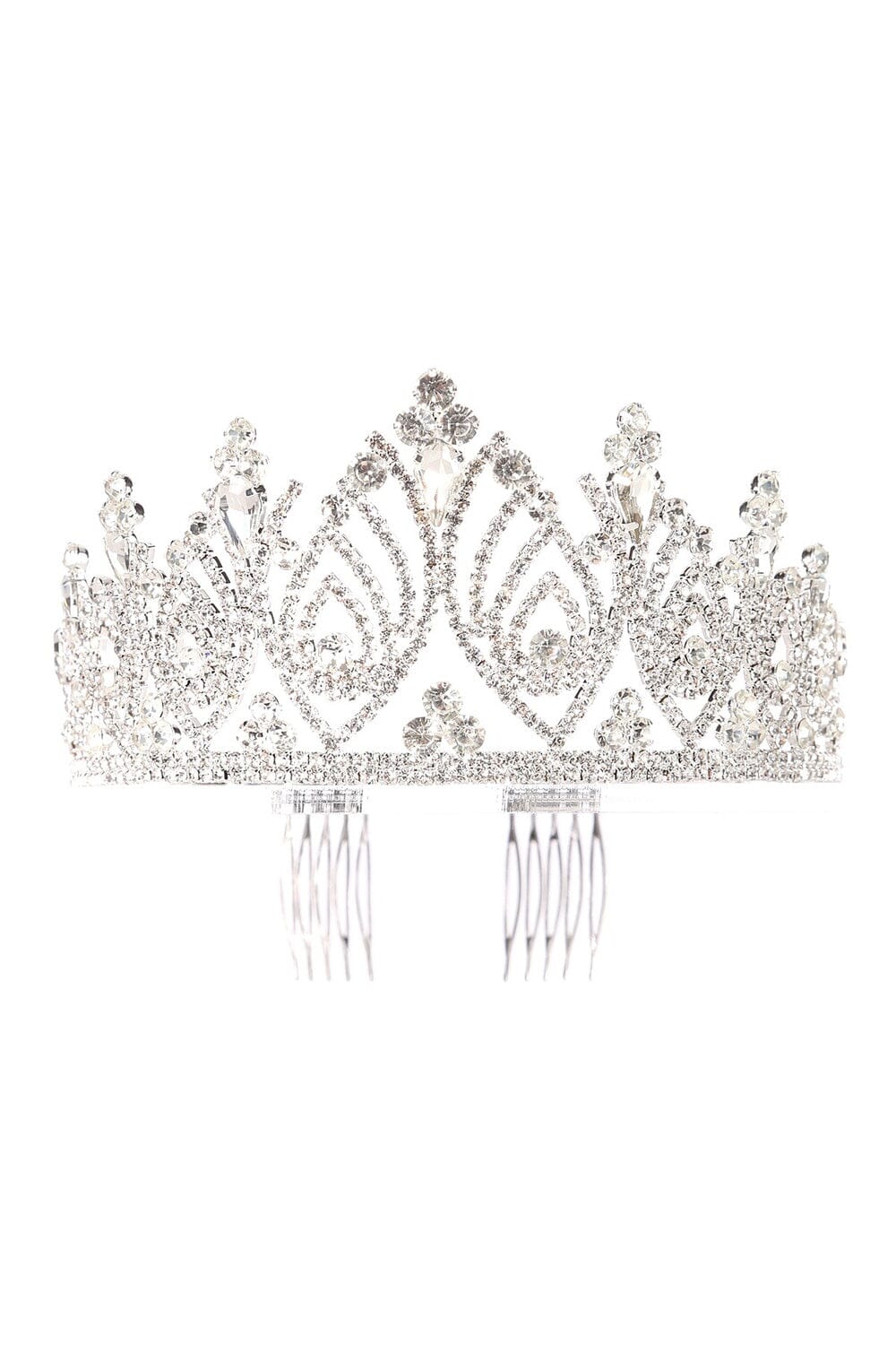 Girls Elegant Rhinestone Silver Tiara with Comb – ABC Fashion display picture 2