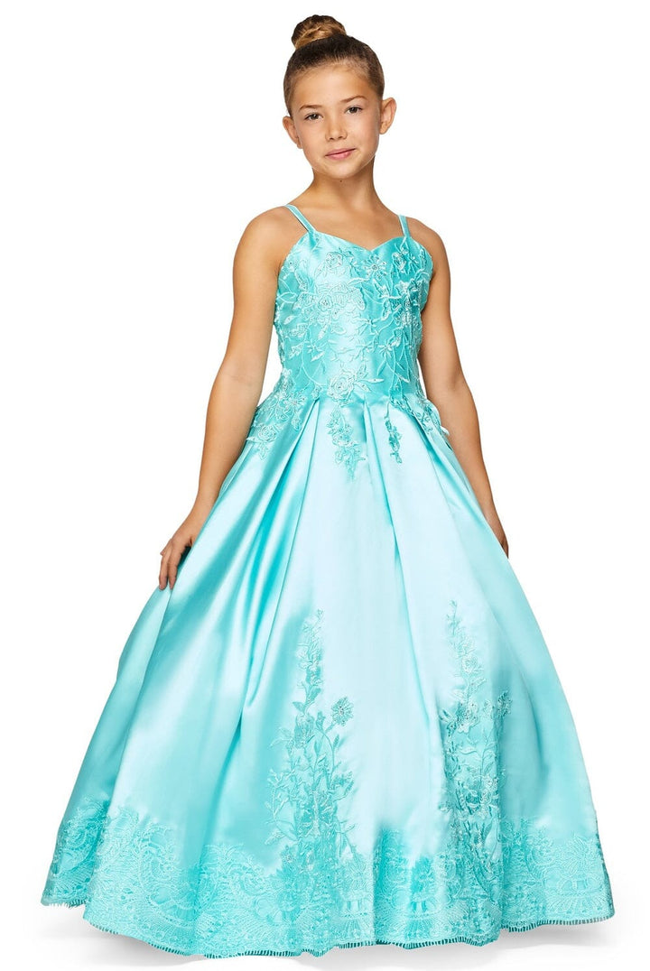 Girls Embroidered Satin Ball Gown by Cinderella Couture 8009