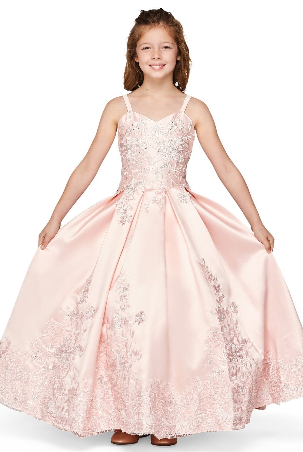 Girls Embroidered Satin Ball Gown by Cinderella Couture 8009