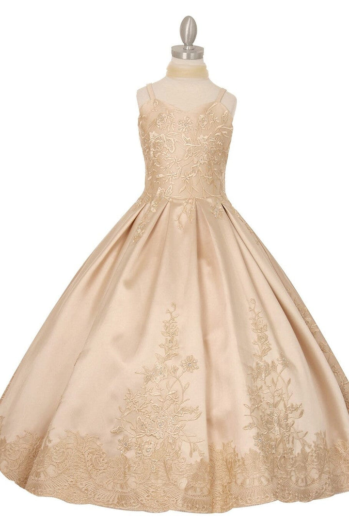 Girls Embroidered Satin Ball Gown by Cinderella Couture 8009