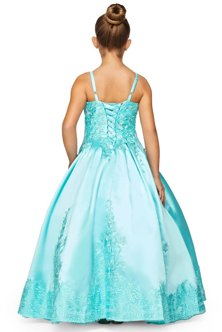 Girls Embroidered Satin Ball Gown by Cinderella Couture 8009