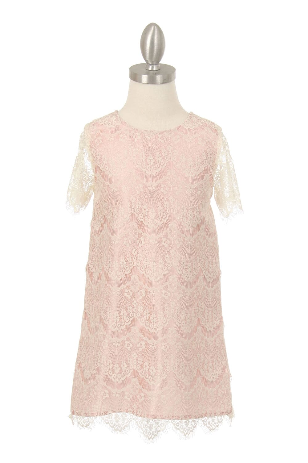 Girls Eyelid Lace Dress with Short Sleeves by Cinderella Couture 9370