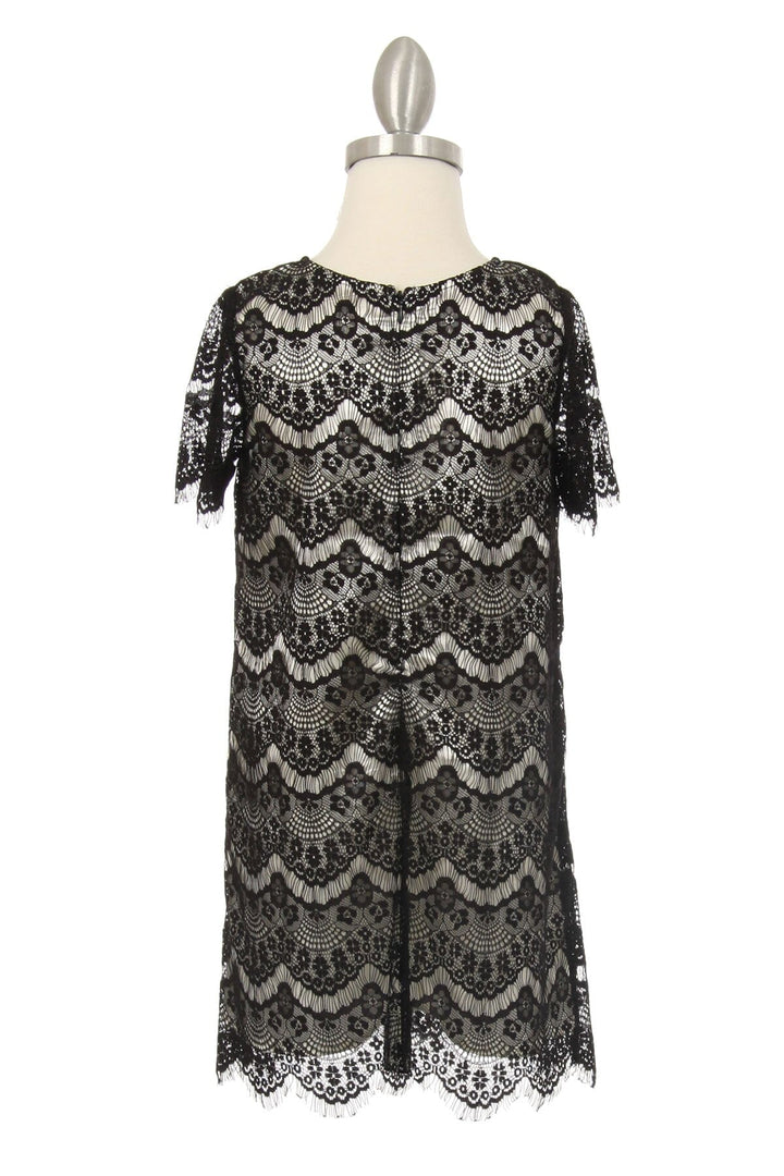 Girls Eyelid Lace Dress with Short Sleeves by Cinderella Couture 9370