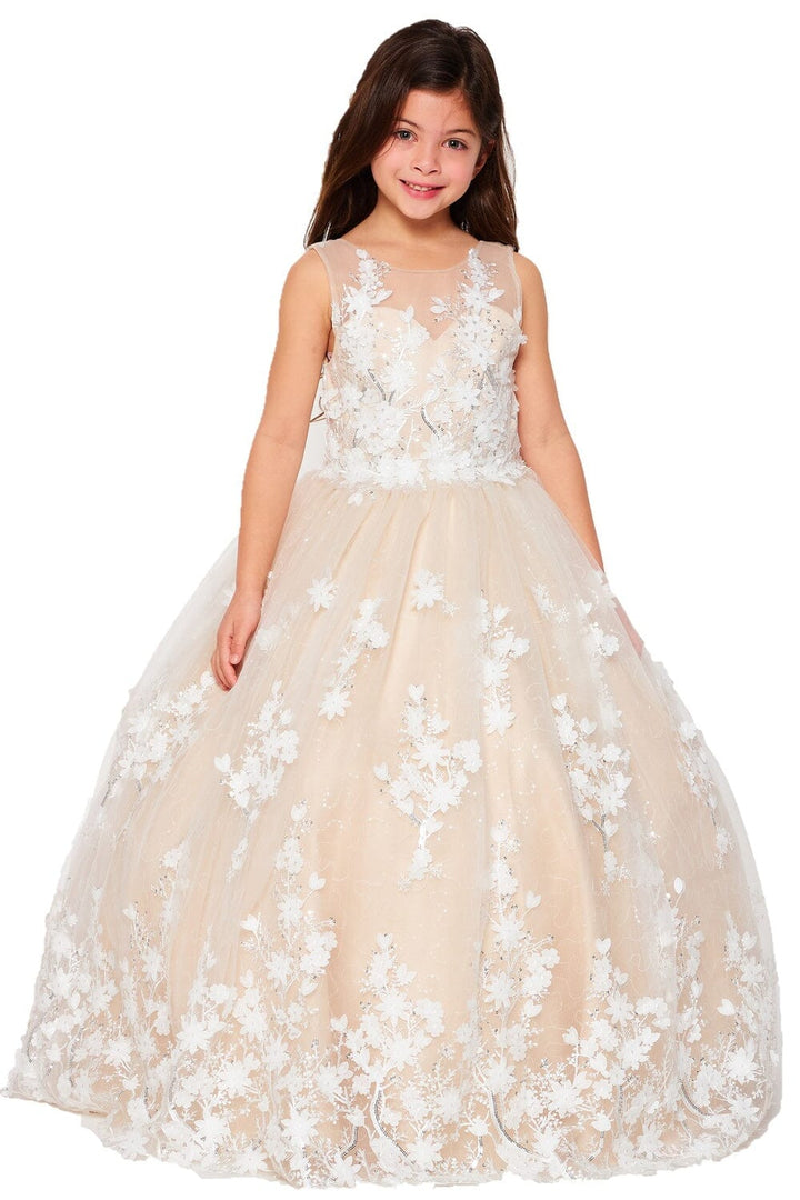 Girls Floral Applique Gown by Cinderella Couture 5108