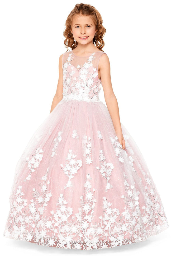 Girls Floral Applique Gown by Cinderella Couture 5108