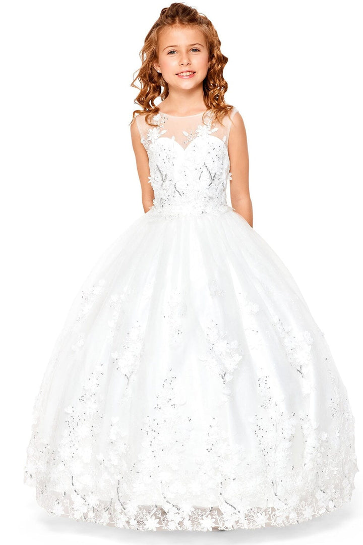Girls Floral Applique Gown by Cinderella Couture 5108