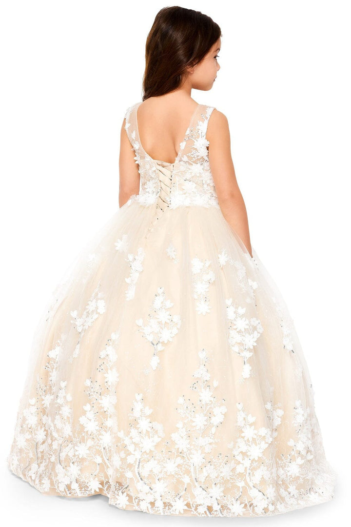 Girls Floral Applique Gown by Cinderella Couture 5108
