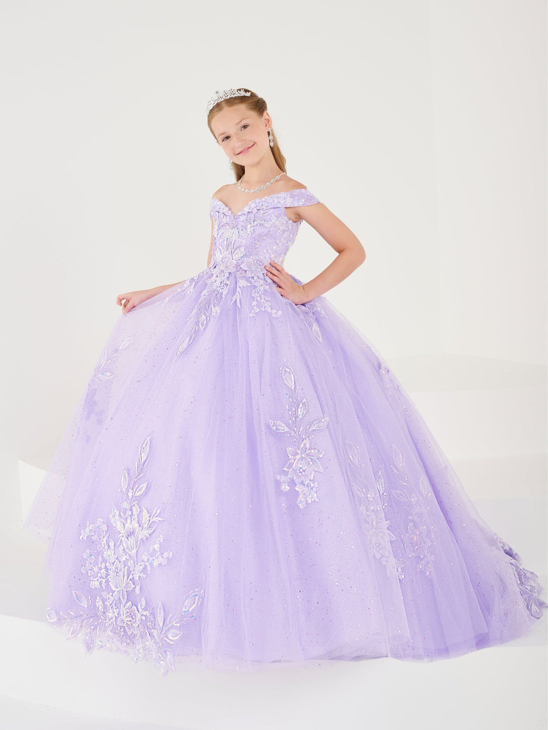 Girls Floral Off Shoulder Gown by Tiffany Princess 13744