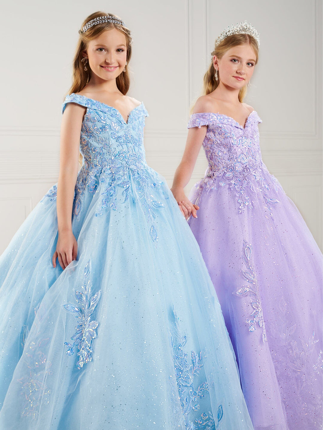 Girls Floral Off Shoulder Gown by Tiffany Princess 13744