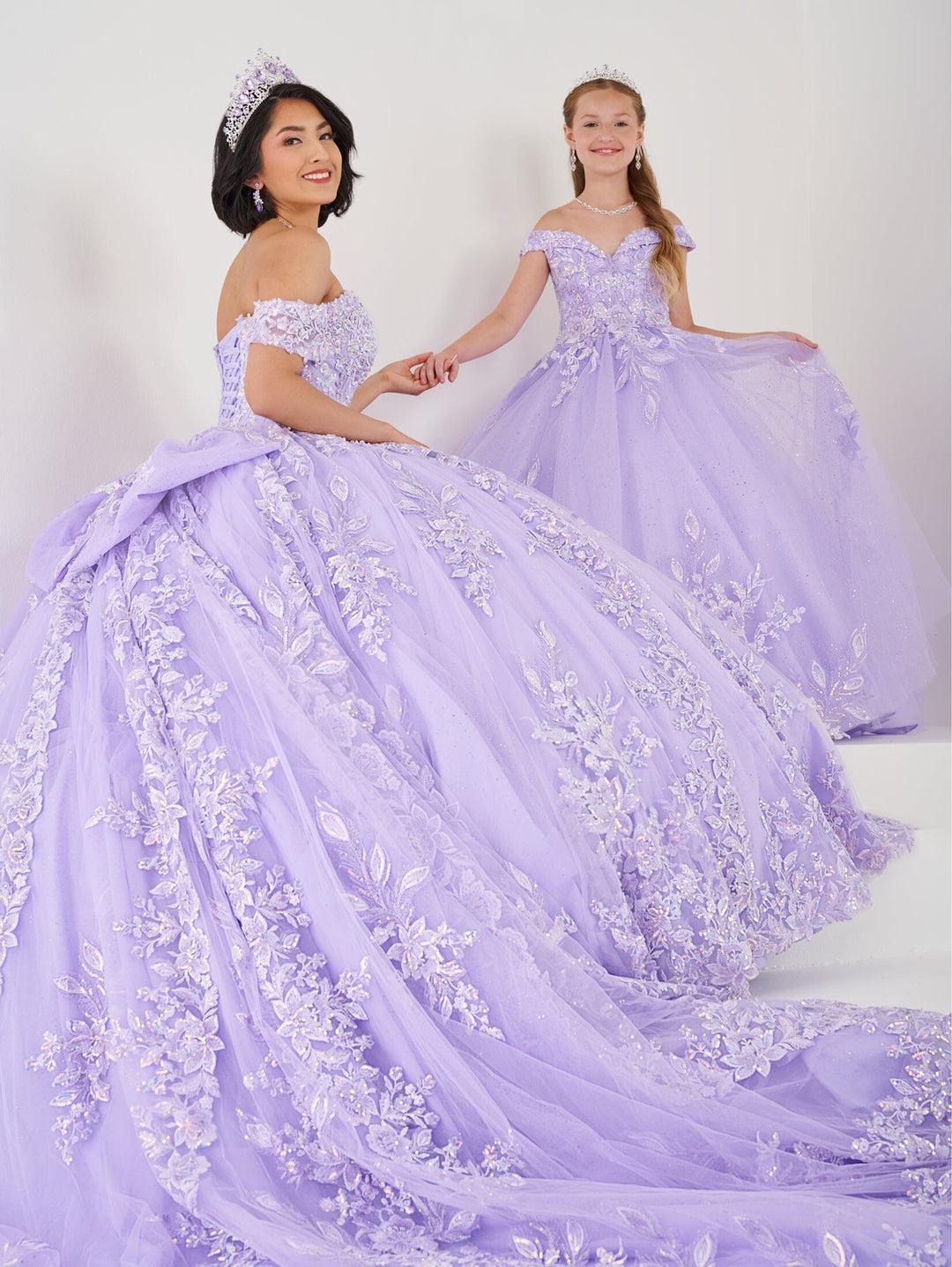Girls Floral Off Shoulder Gown by Tiffany Princess 13744