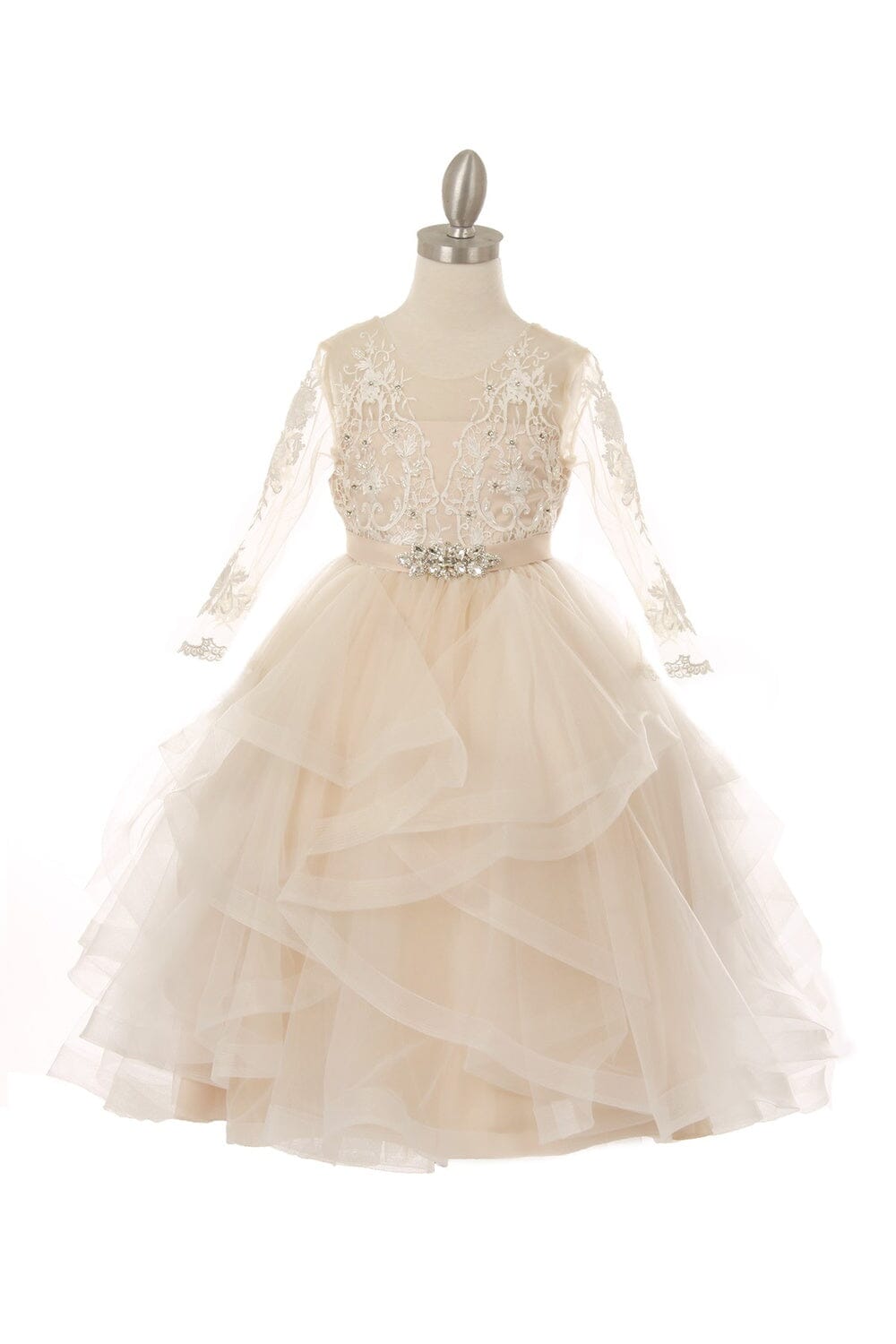 Girls Layered Short Lace Bodice Dress by Cinderella Couture 5075