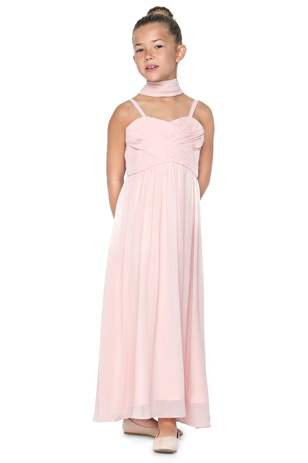 girls chiffon dress Pleated Long by Cinderella Couture 5024 6 / Champagne Is Blue the New Baby Girl Formal Dress MEMSALE23 Size:33W/34L