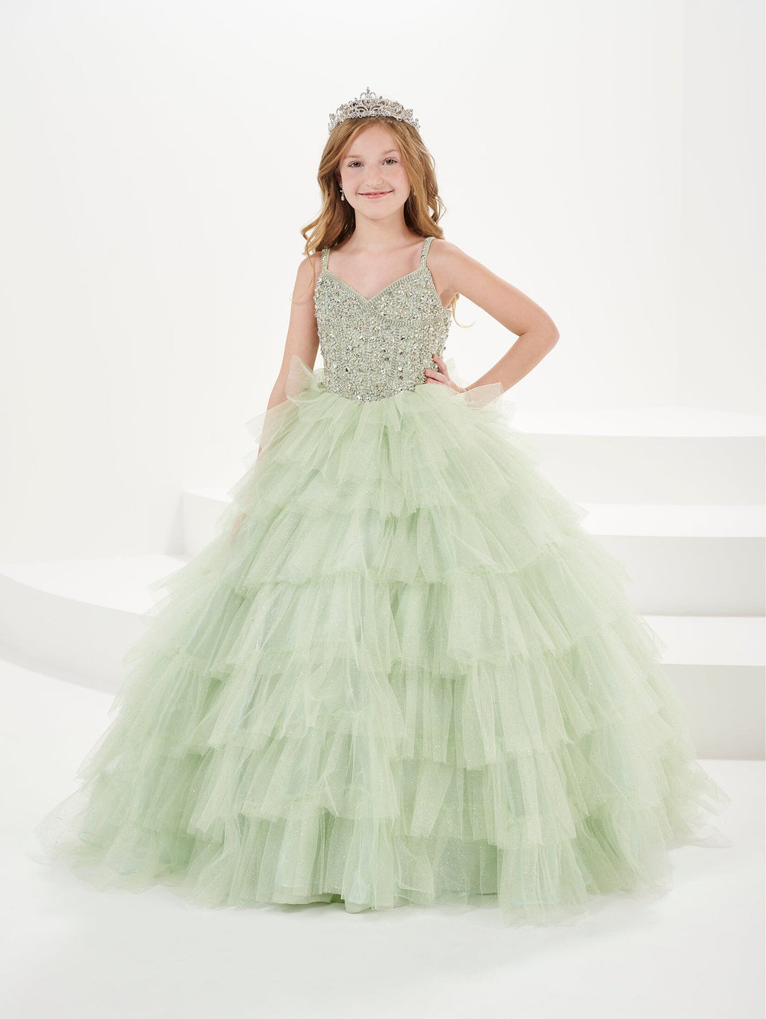 Girls Ruffled Sleeveless Gown by Tiffany Princess 13754