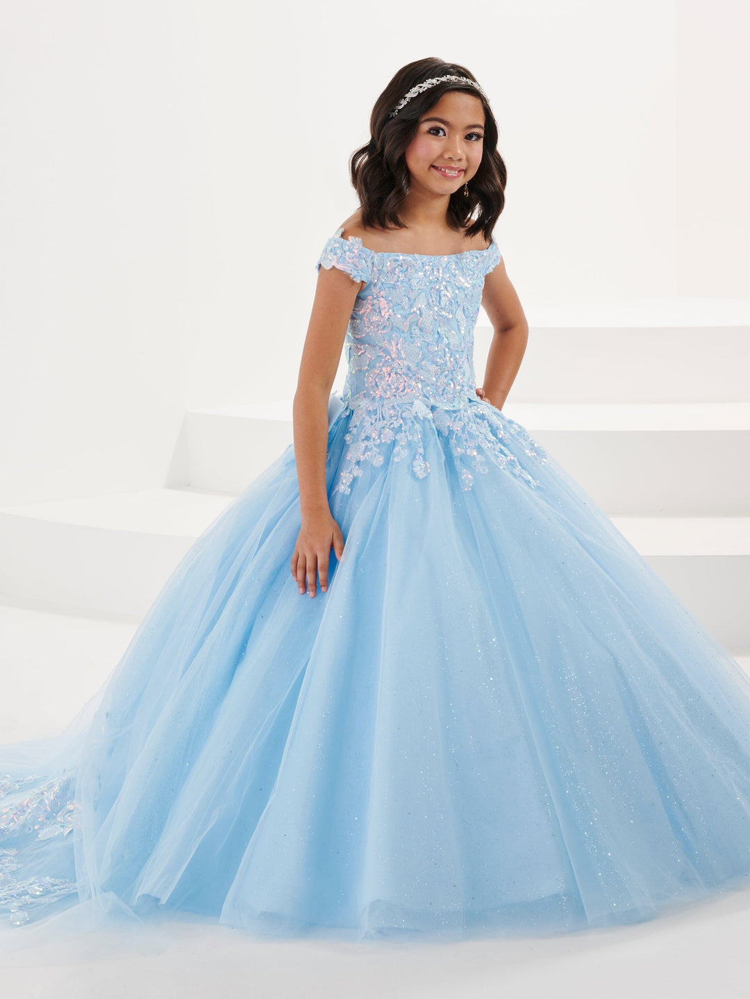 Girls Sequin Applique Gown by Tiffany Princess 13706