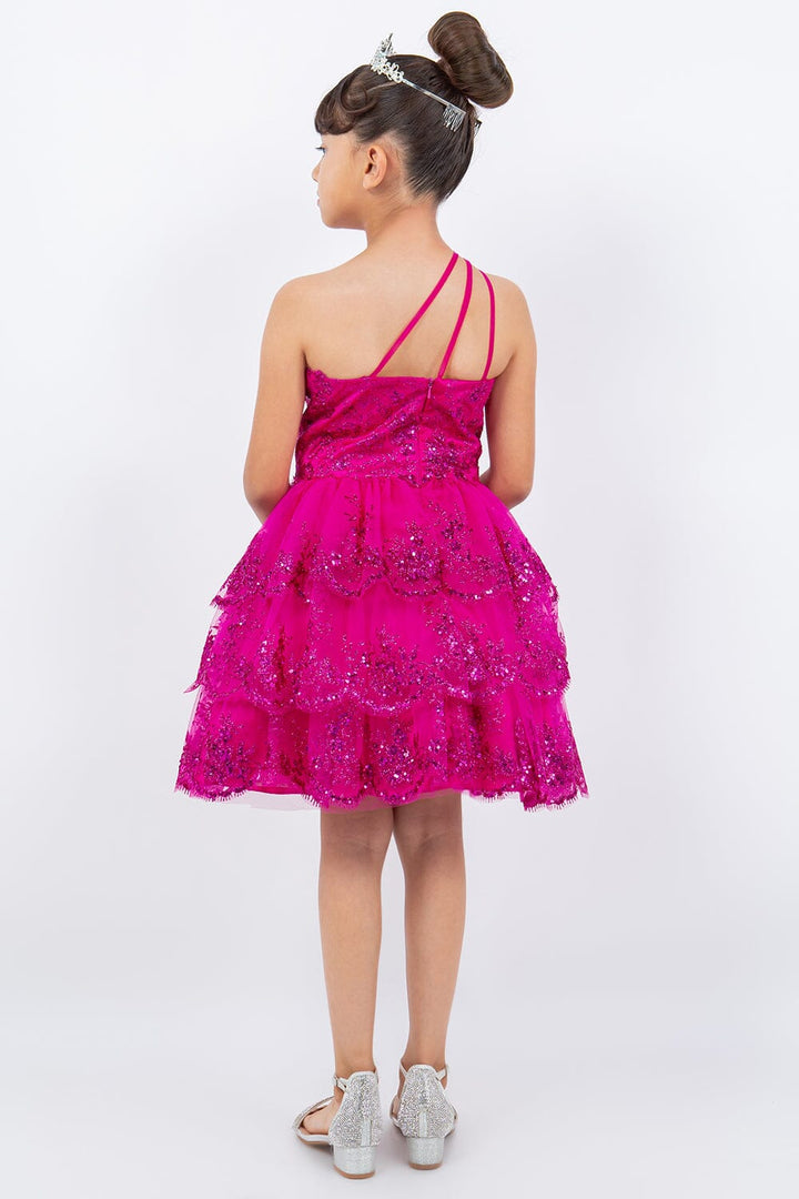 Girls Short One Shoulder Tiered Dress by Cinderella Couture 5132