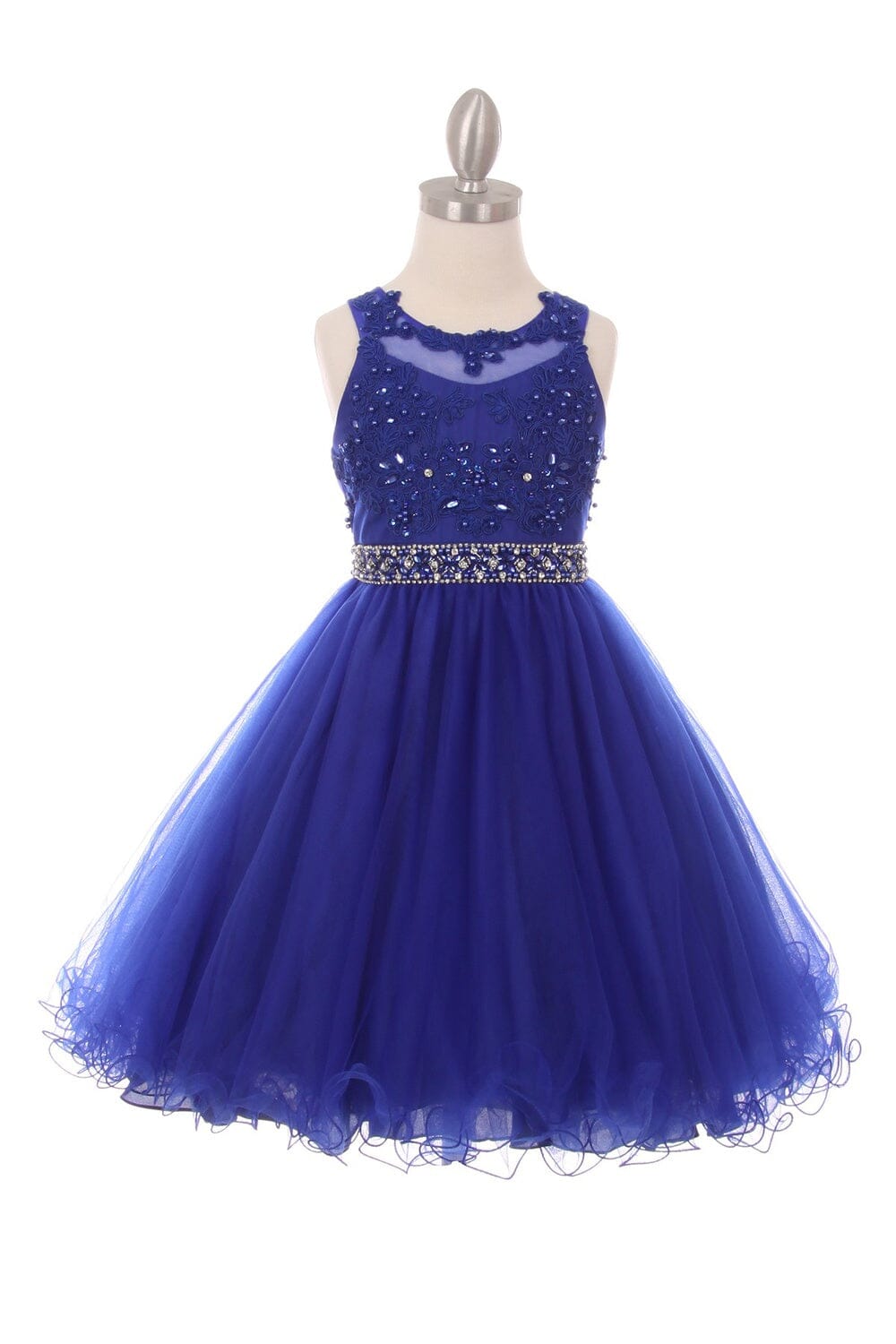 Girls Short Ruffled Dress with Beaded Bodice by Cinderella Couture 5013