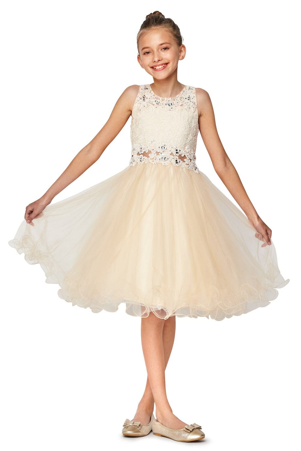 slim fit dress slacks Ladivine 9245 Elegant Embellished Tulle A-Line Mini Dress Blush / XL