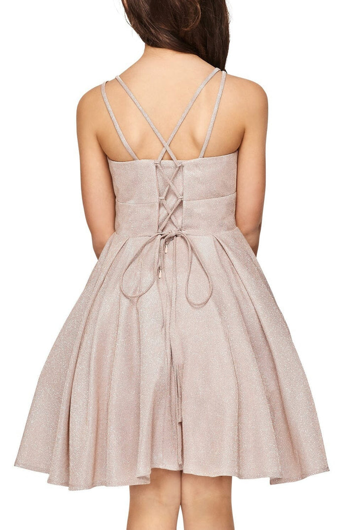 Girls Short Sleeveless Metallic Dress by Cinderella Couture 8011