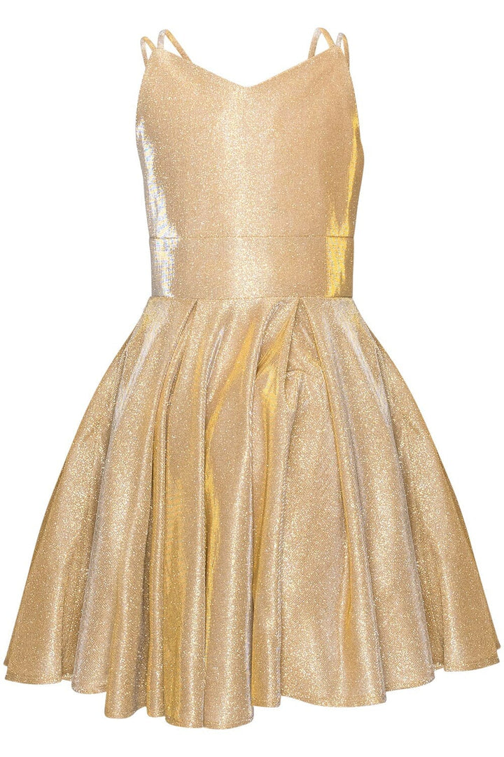 Girls Short Sleeveless Metallic Dress by Cinderella Couture 8011