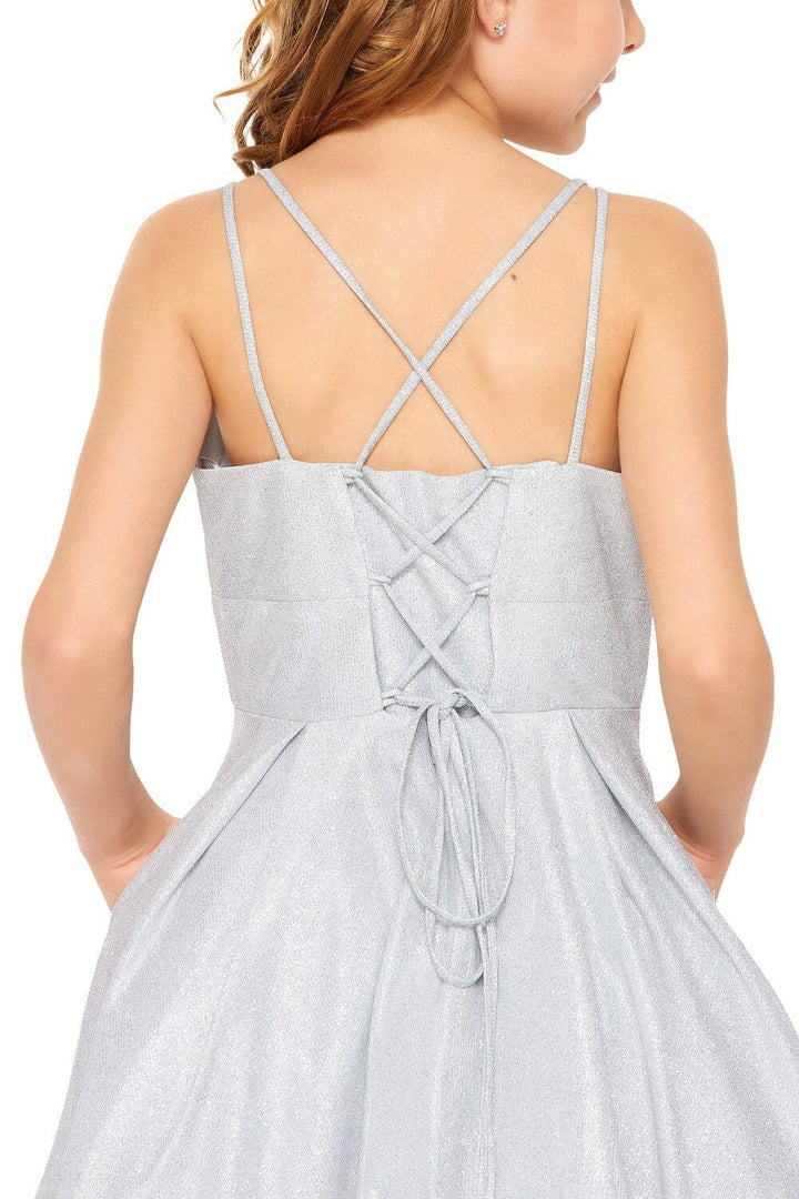 Girls Short Sleeveless Metallic Dress by Cinderella Couture 8011