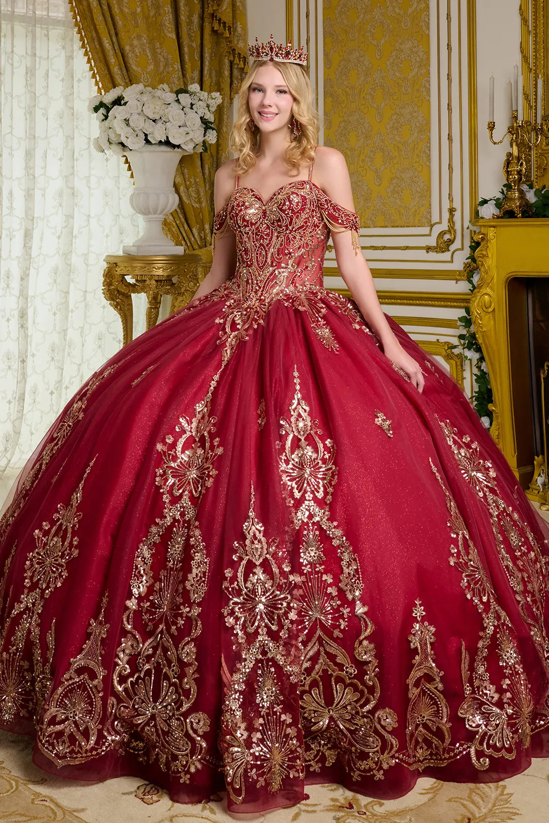 Cold Shoulder Ball Gown by Elizabeth K GL3639 Cold Shoulder Ball Gown by Elizabeth K GL3639