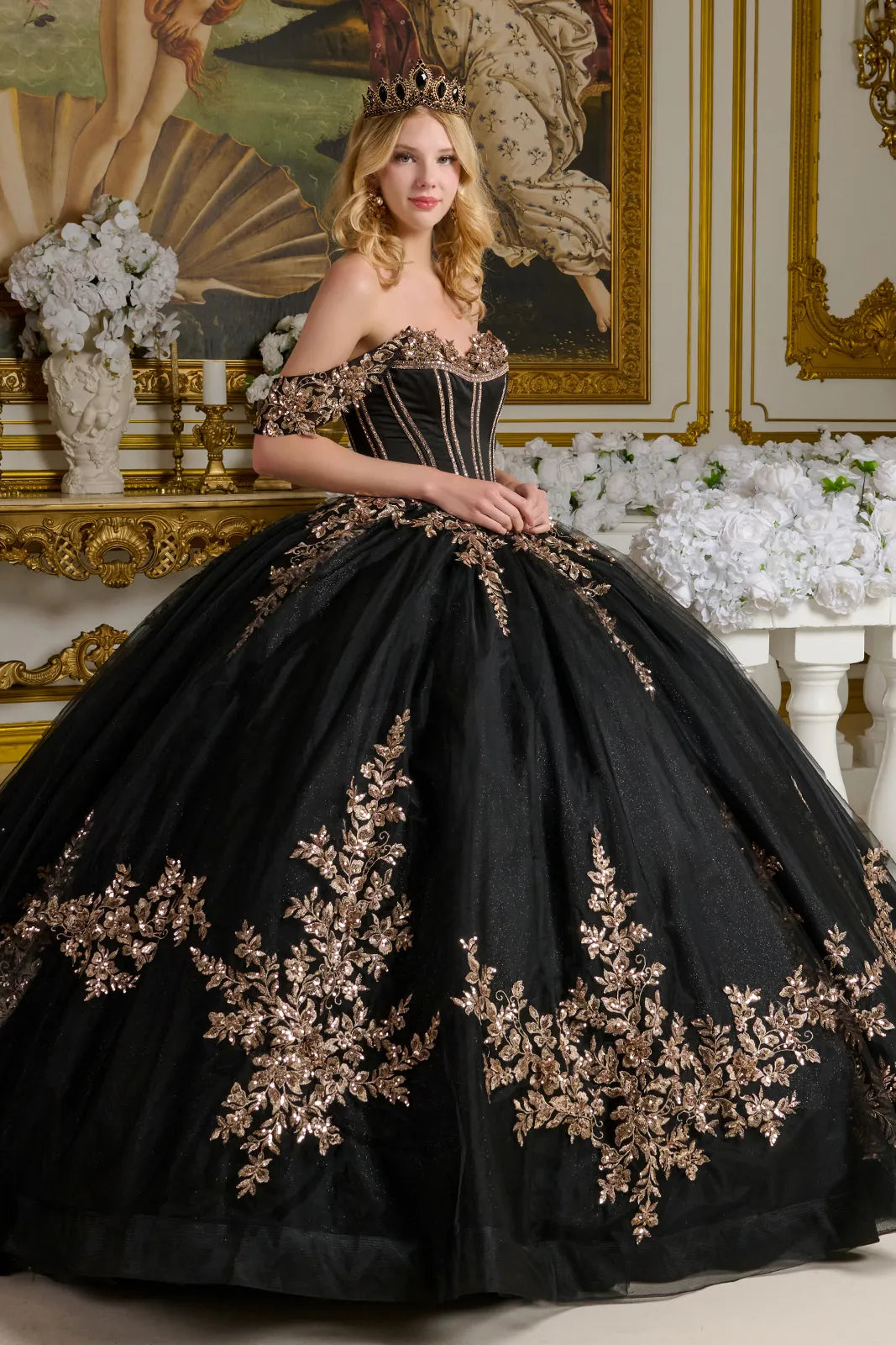 Off Shoulder Ball Gown by Elizabeth K GL3640 Off Shoulder Ball Gown by Elizabeth K GL3640
