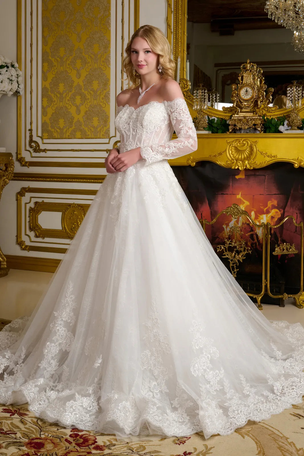 Elizabeth K Off Shoulder Bridal Gown GL3653 - Formal Dress Shops Off White / 3XL Elizabeth K Off Shoulder Bridal Gown GL3653 - Formal Dress Shops Off White / 3XL