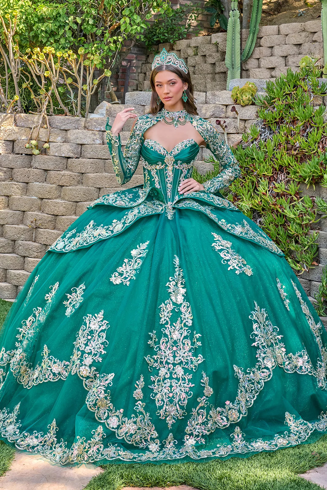 Strapless Bolero Ball Gown by Elizabeth K GL3800 Strapless Bolero Ball Gown by Elizabeth K GL3800