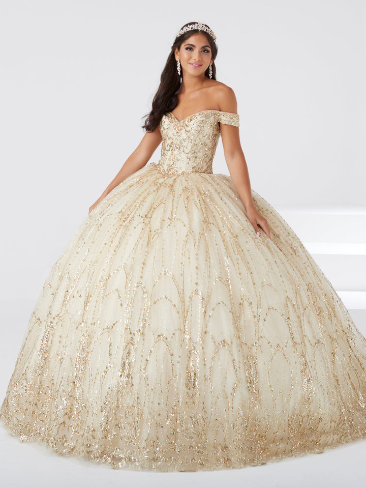 Glitter Off Shoulder Quinceanera Dress by Fiesta Gowns 56463