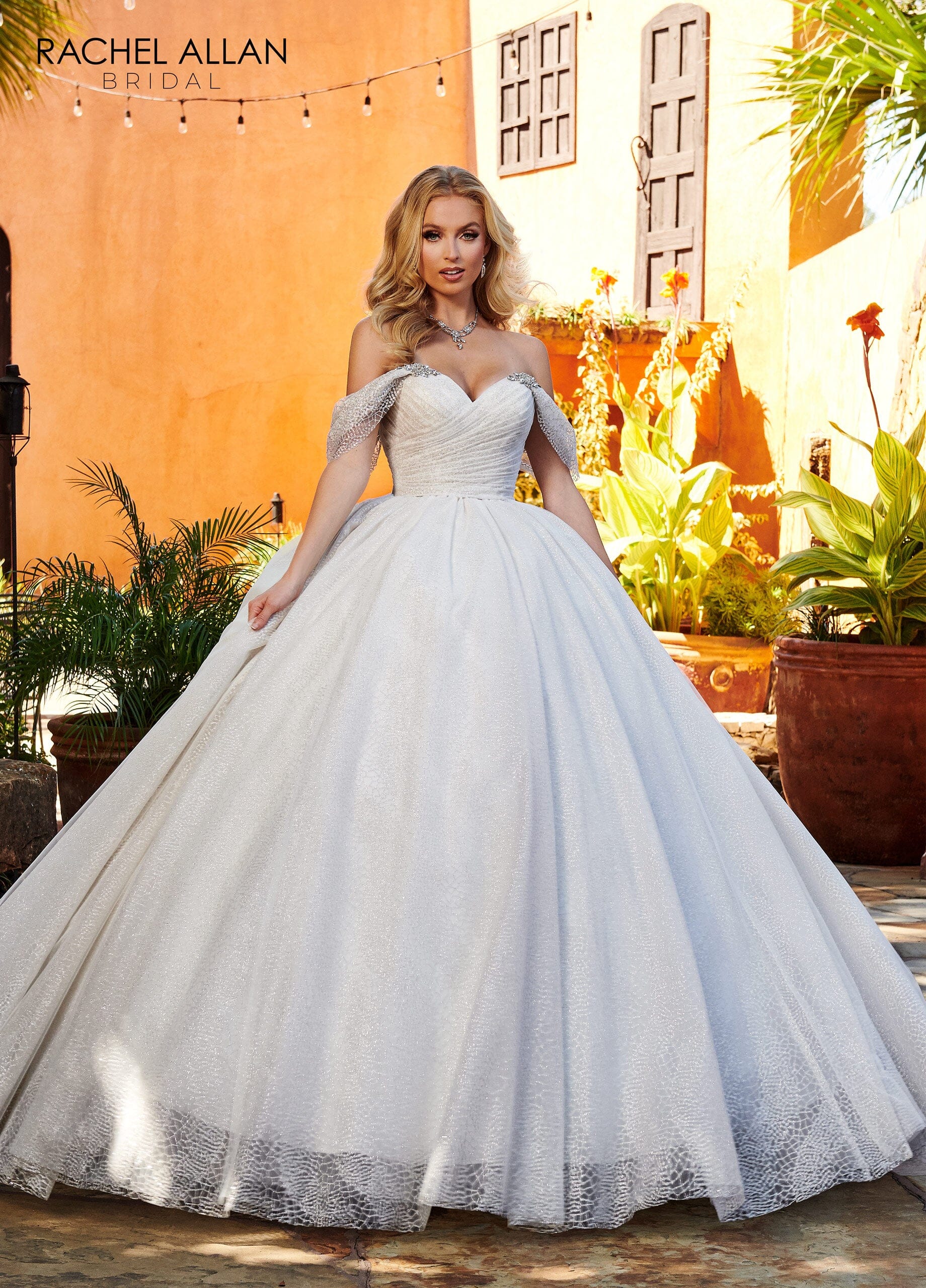 slim fit dress slacks Floral Embroidery Sheer Bodice Off Shoulder Mesh A-line Wedding Gown  GLGL3429