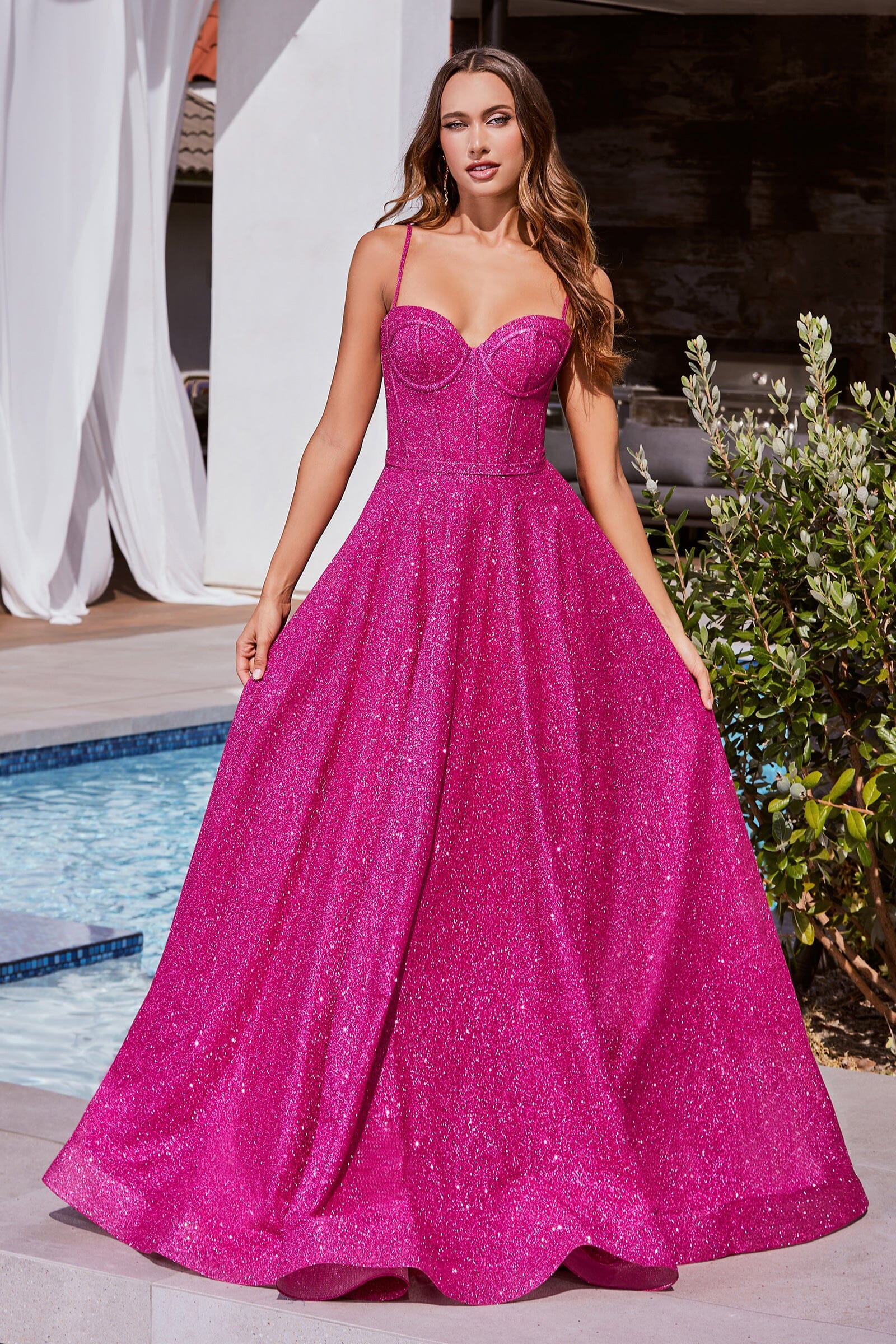 corset sparkly prom dress Luuvis Sparkly A Line Strapless Black Corset Prom Dress with Ruffles