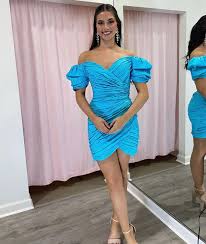 Ruched Short Off Shoulder Dress by Jovani 39014