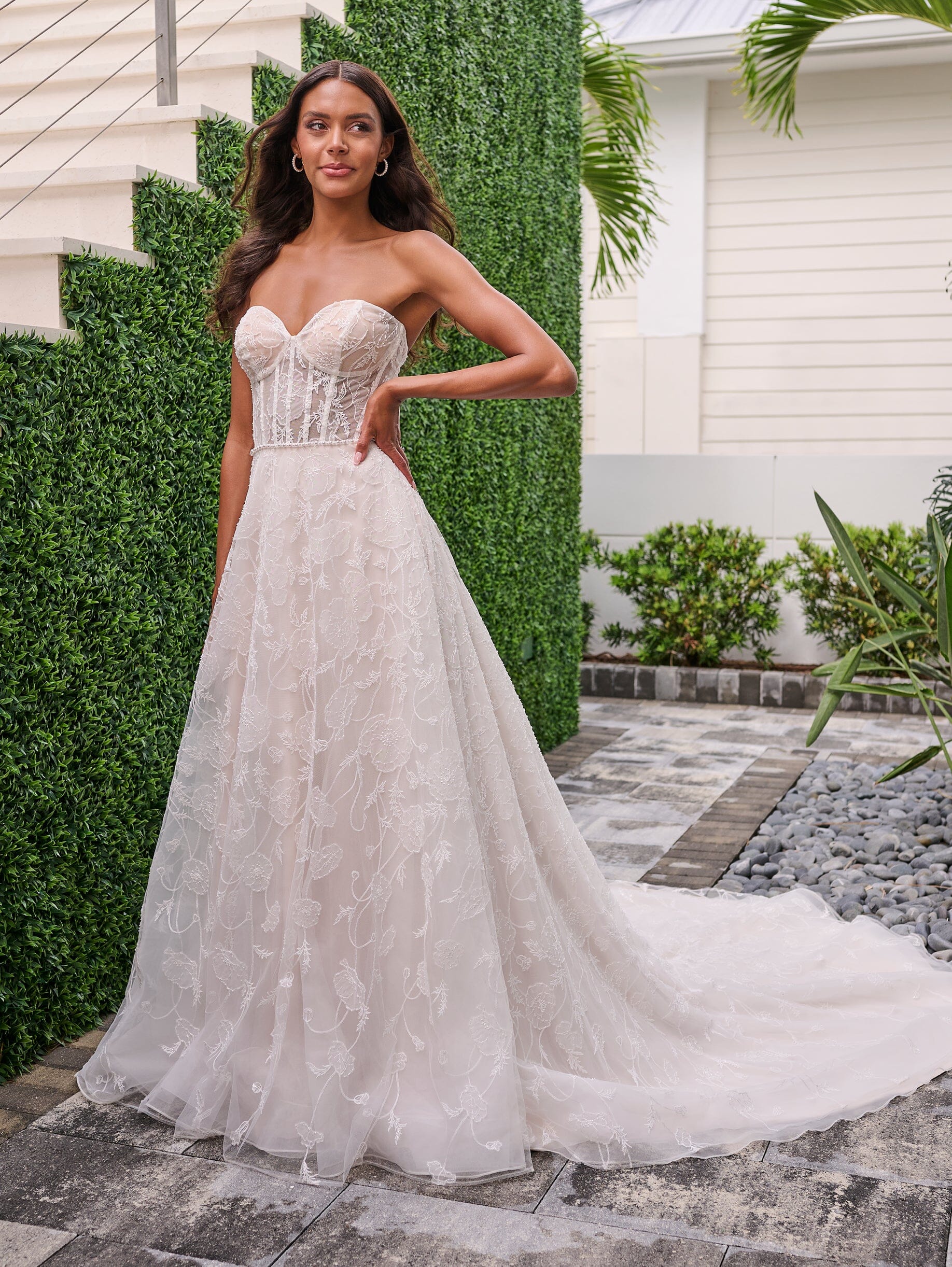Overlace Tulle A-Line Gown in Ivory Almond Silver