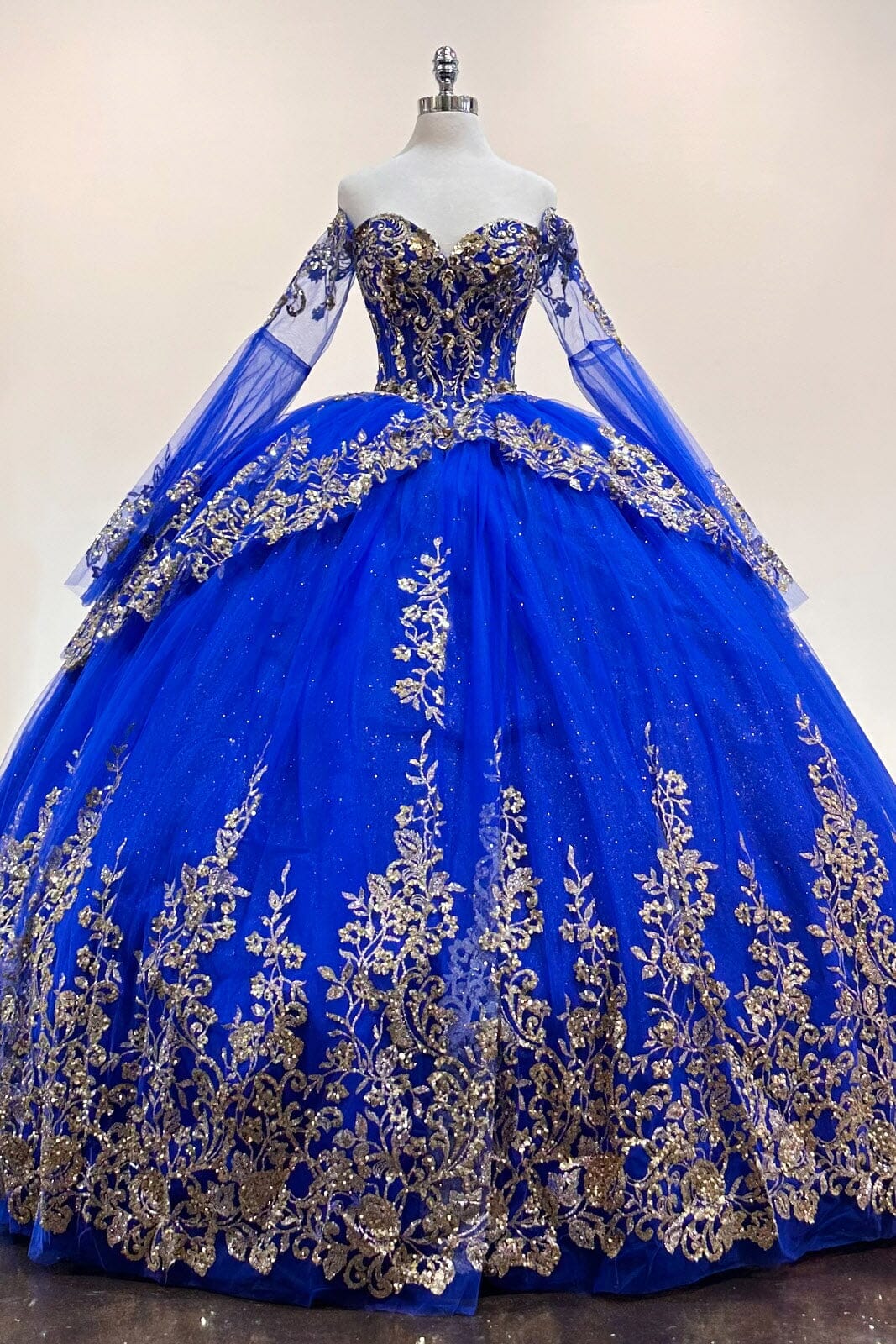 Long Sleeve Off Shoulder Ball Gown by Elizabeth K GL3184