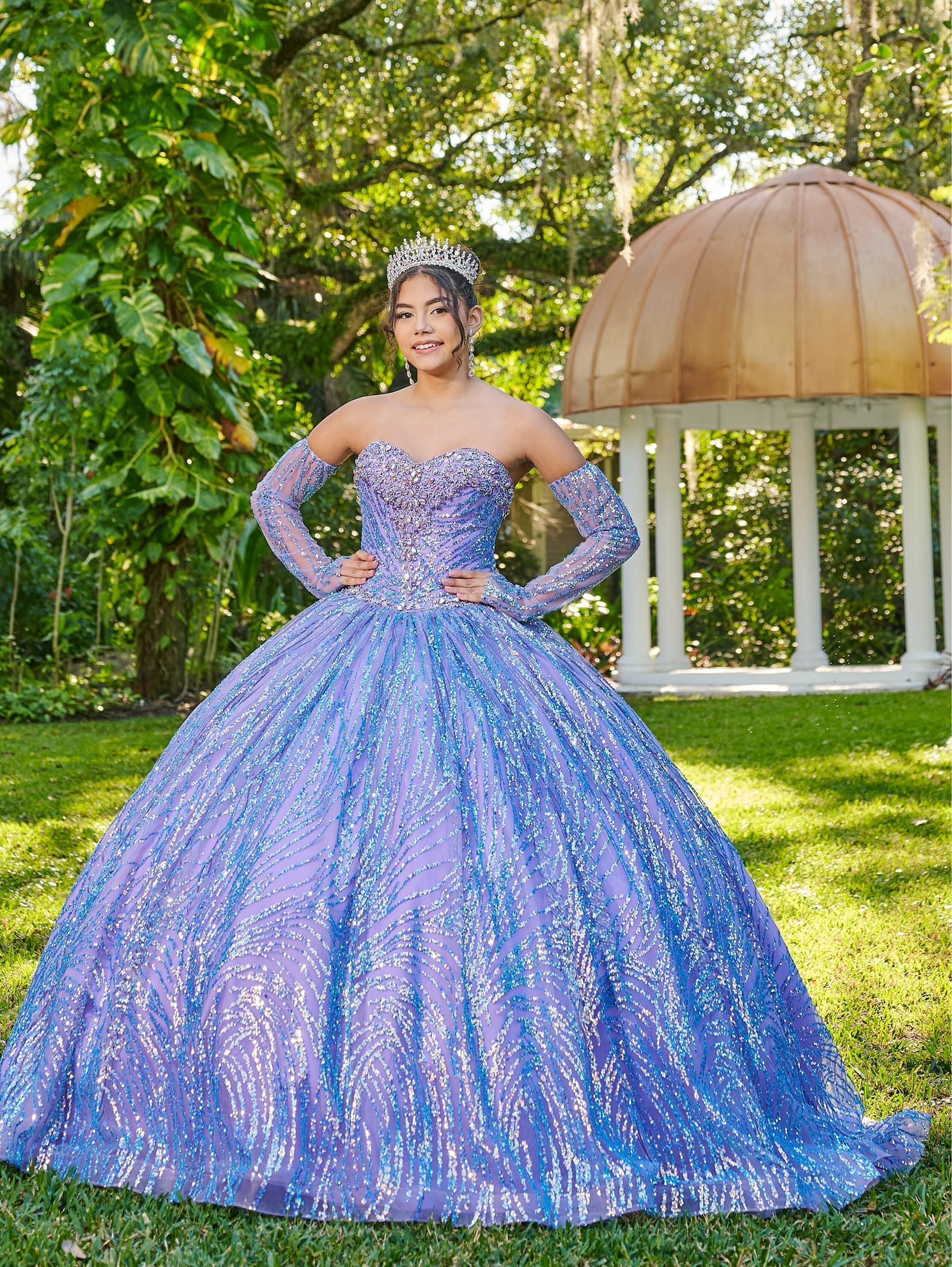 long sleeve quince dresses Quinceanera Dress by LizLuo Fiesta 56511 2 / Iridescent Purple/Lilac Women Black Formal Wedding waist and hips Color:Pictured Style 12/30/2022 Delivery