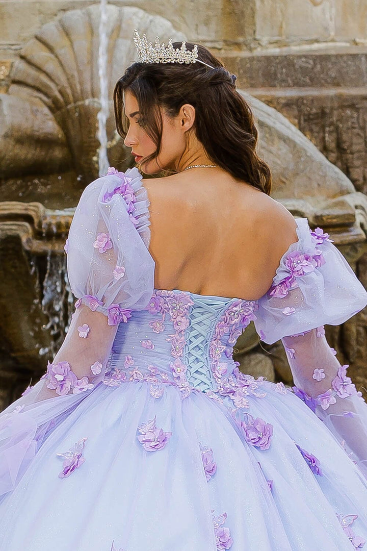 Long Sleeve Strapless Ball Gown by Petite Adele PQ1035