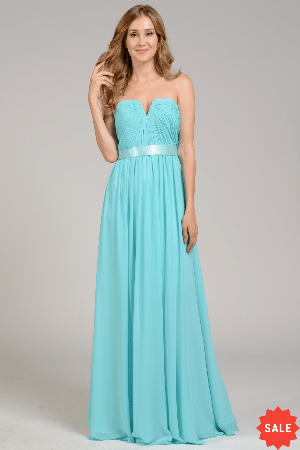 Long Strapless Gown by Poly USA 7164 L / Aqua Long Strapless Gown by Poly USA 7164 L / Aqua