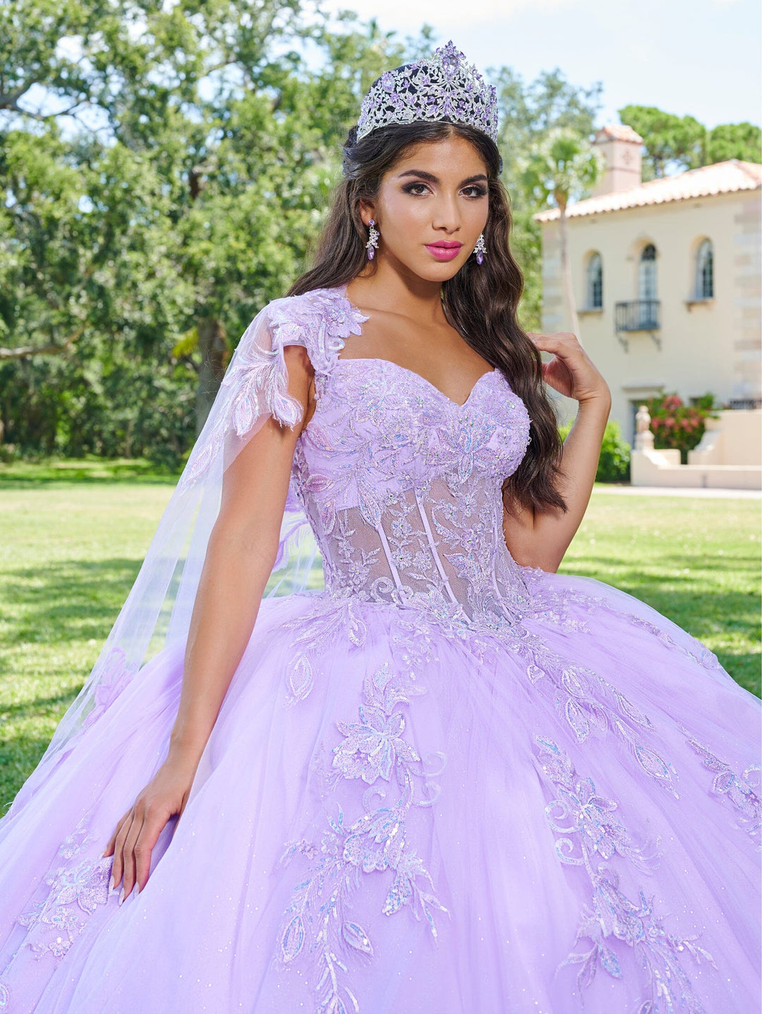 Off Shoulder Cape Quinceanera Dress by House of Wu 26079