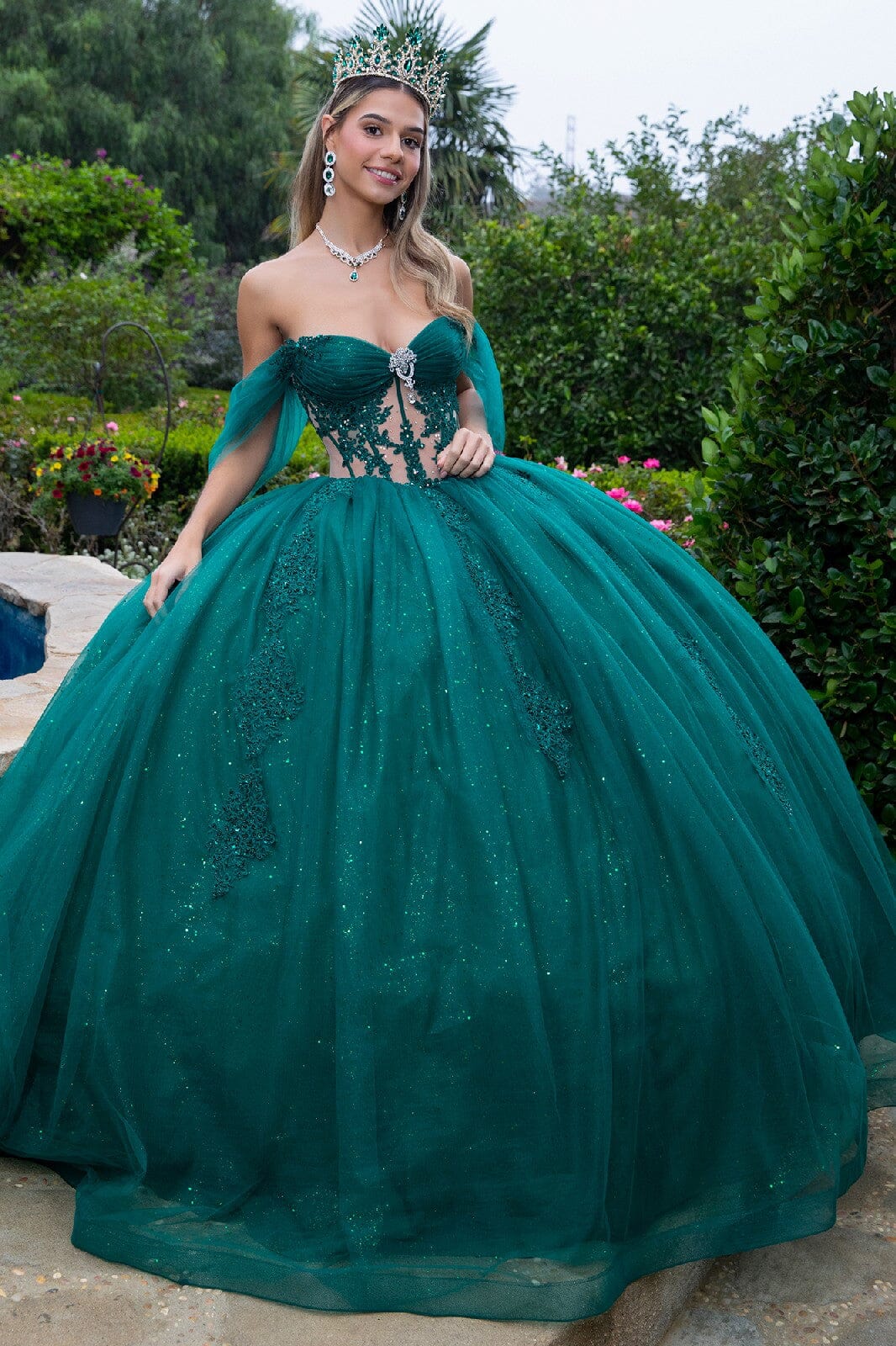 green off the shoulder corset dress Off Shoulder Corset Ball Gown by GLS Gloria GL3502 XS / Champagne