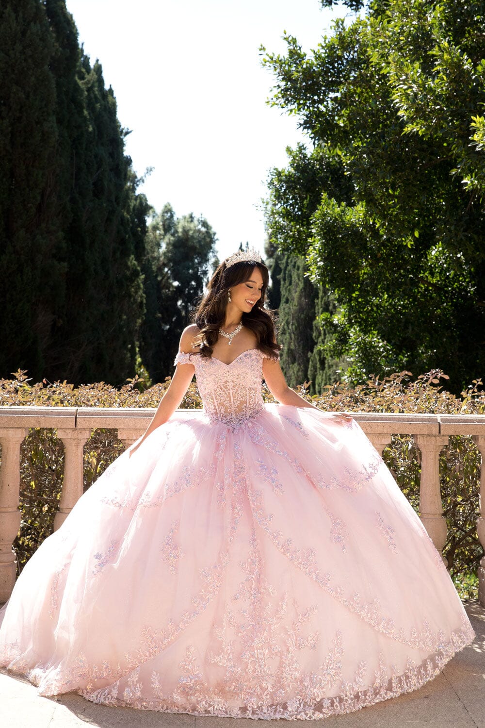 Off Shoulder Corset Ball Gown by Petite Adele PQ1060 XS / Baby Pink Off Shoulder Corset Ball Gown by Petite Adele PQ1060 XS / Baby Pink