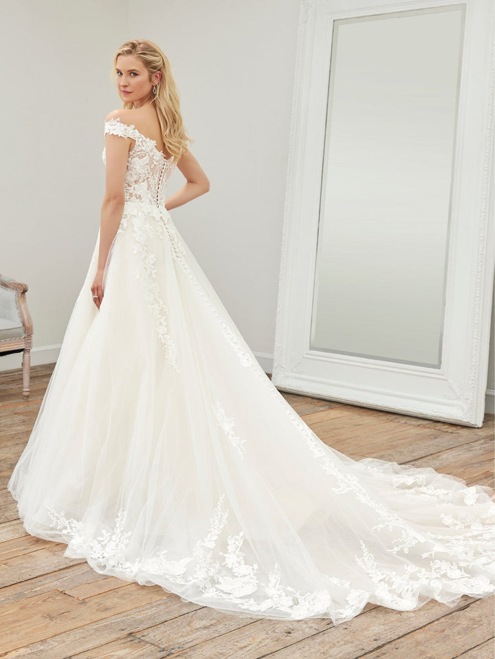 Off Shoulder Puff Sleeve Bridal Gown by Adrianna Papell 31251