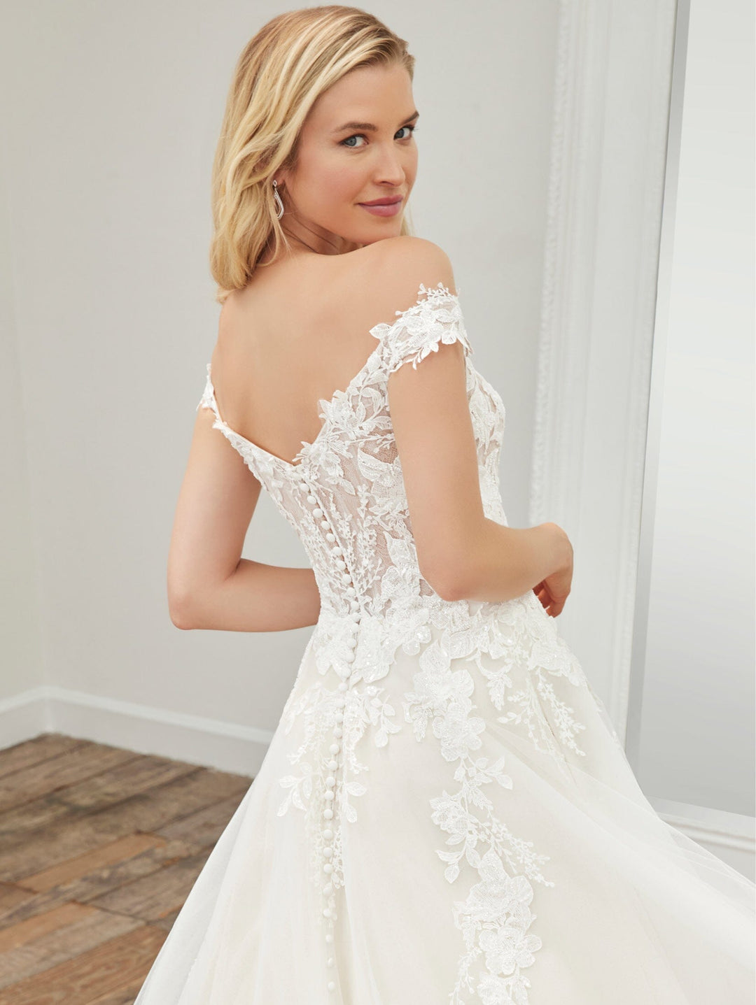 Off Shoulder Puff Sleeve Bridal Gown by Adrianna Papell 31251