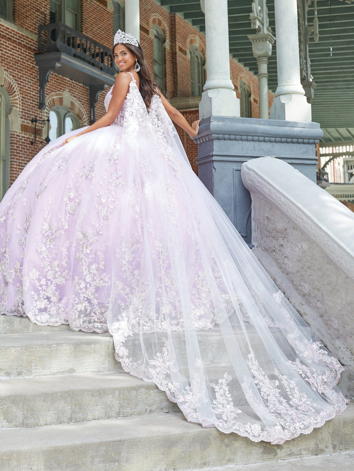 Puff Sleeve Cape Quinceanera Dress by House of Wu 26043