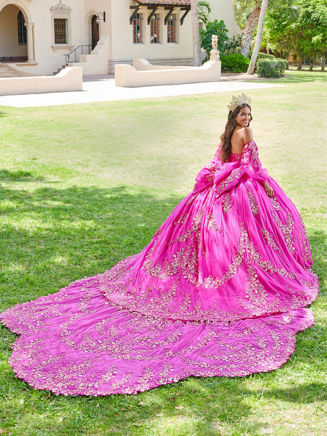 Puff Sleeve Cape Quinceanera Dress by House of Wu 26075