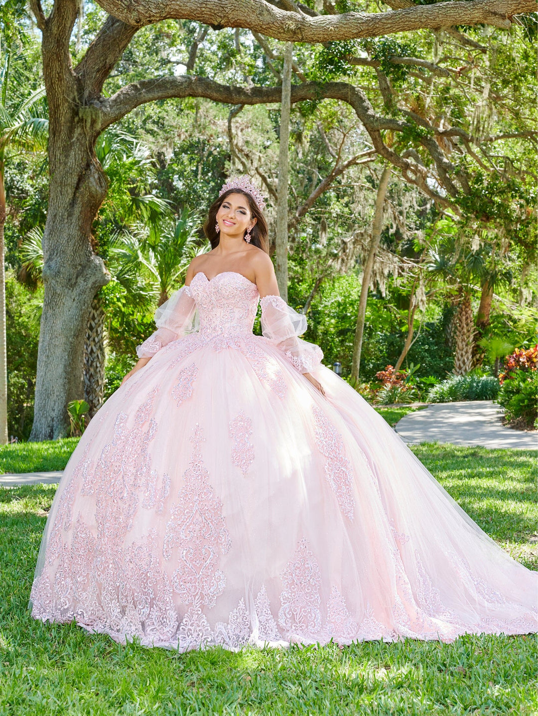 Puff Sleeve Corset Quinceanera Dress by House of Wu 26076