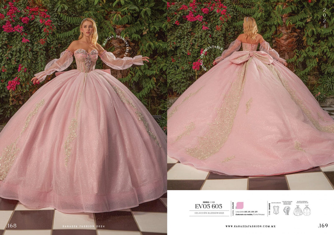 Puff Sleeve Corset Quinceanera Dress by Ragazza EV05-605