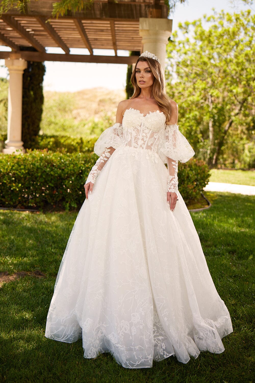 Puff Sleeve Strapless Bridal Gown by Abby Lane 97247 14 / Ivory Puff Sleeve Strapless Bridal Gown by Abby Lane 97247 14 / Ivory