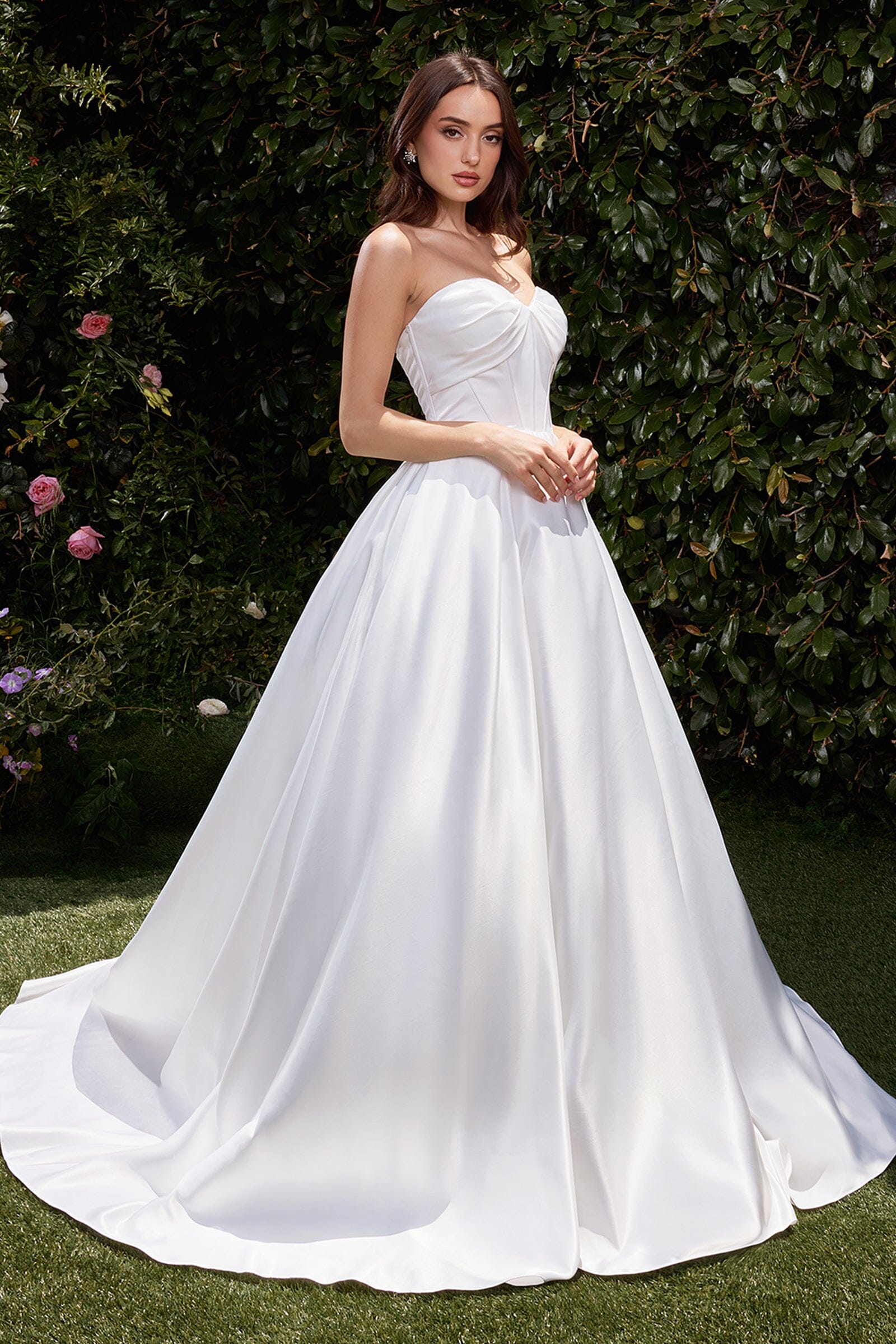 Satin Strapless Bridal Ball Gown by Ladivine CDS512W – ABC Fashion